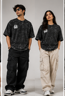 Unisex Acid Washed Oversized Hustle Tee